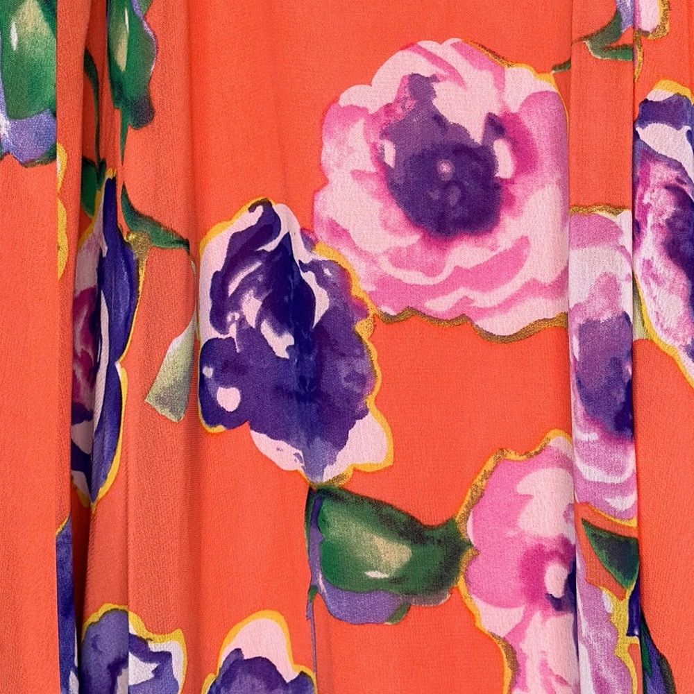 Betsey Johnson Floral Chiffon Swing Dress Sleevel… - image 5